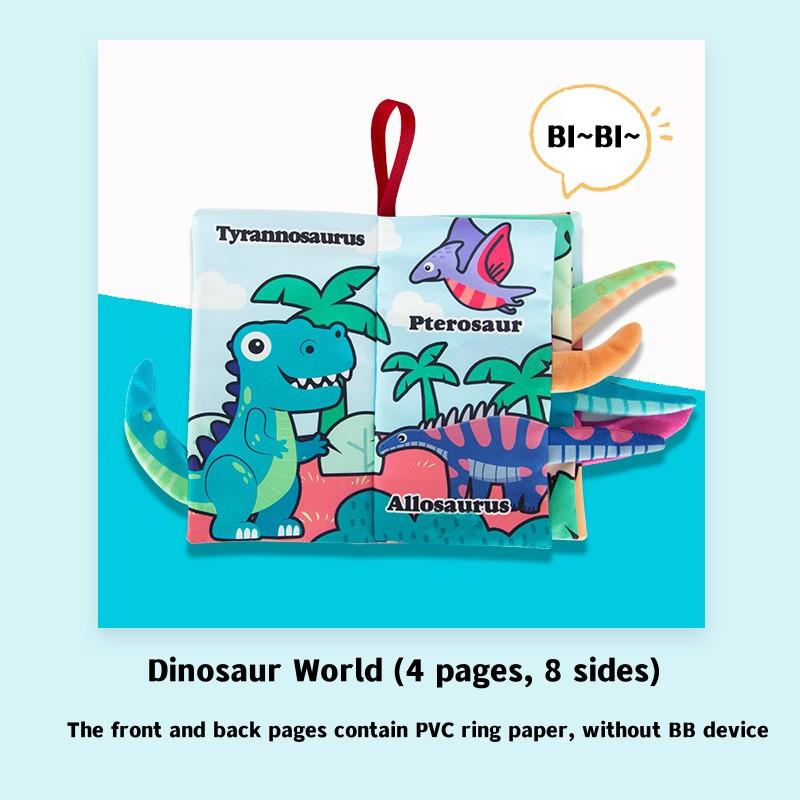 0-3 года Тканевая книга «Хвост животного» Игрушки для раннего развития Игрушки для раннего развития 6 страниц и 12 сторон/4 страницы и 8 сторон Мягкая книга Игрушка для новорожденного Dinosaur tail (4 pages and 8 sides)